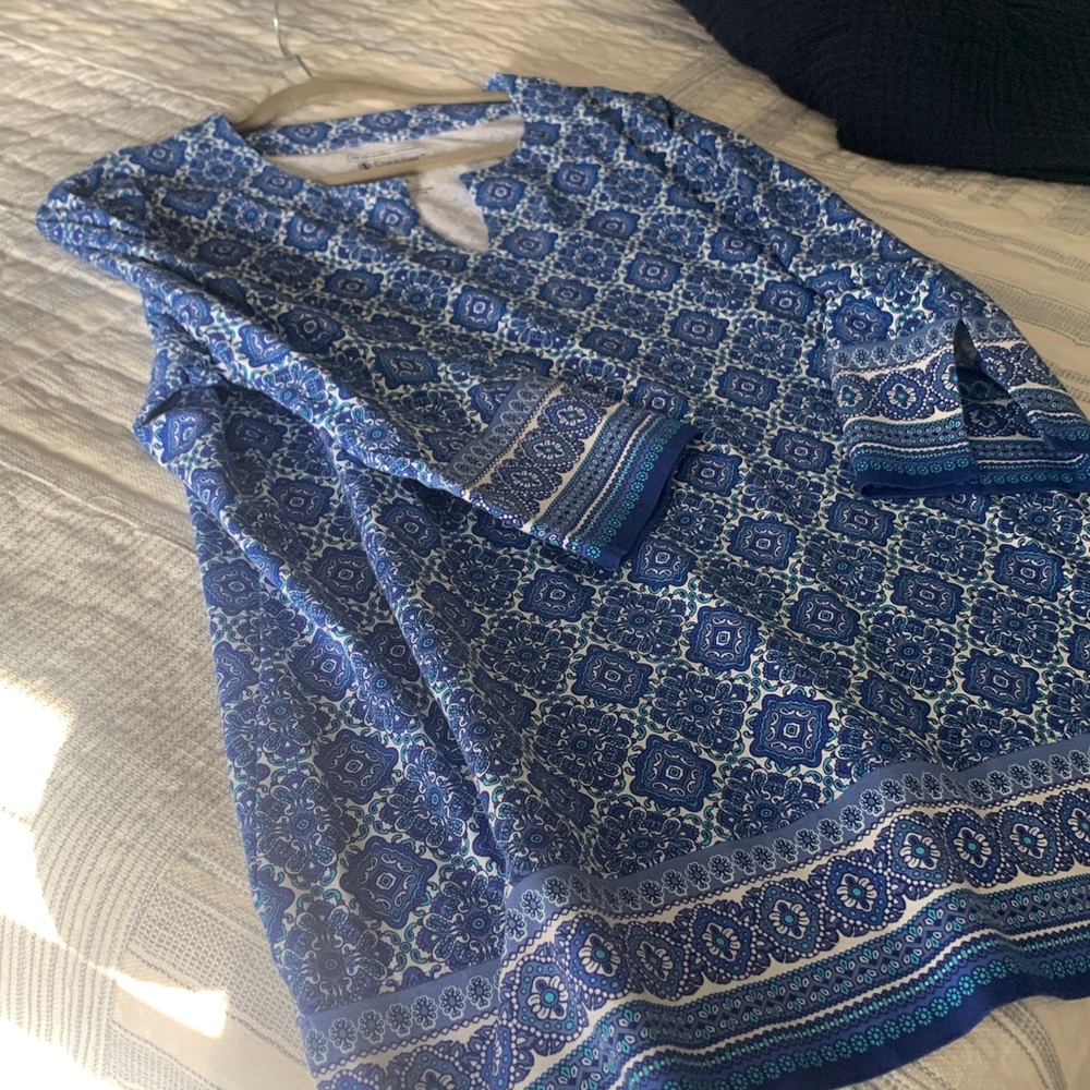 Coolibar Blue Patterned Notch-Neck Tunic - Picture 5 of 6